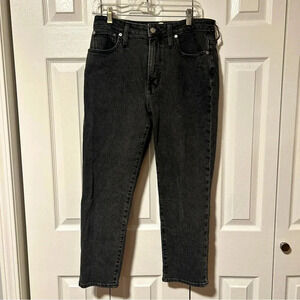 Madewell High-Rise Faded Black Straight Crop Jeans